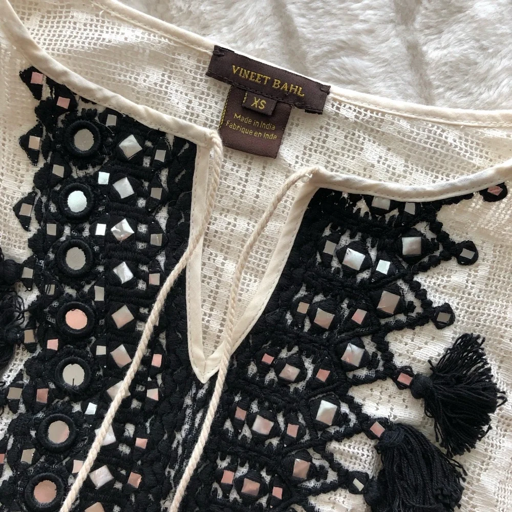VINEET BAHL cream Iona lace embroidered top